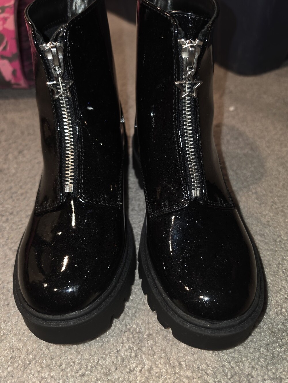 Girls Black Sparkle Boots